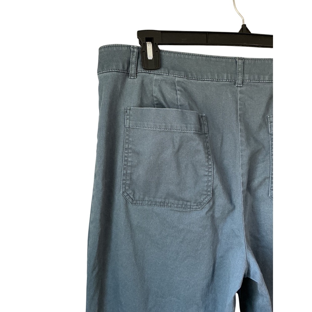 Loft Outlet High Rise Slim Wide Leg Pants Blue Teal Patch Pocket Size 14 - Picture 6 of 11